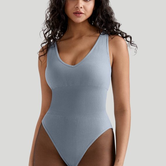 V Neck Tummy Control Seamless Bodysuit