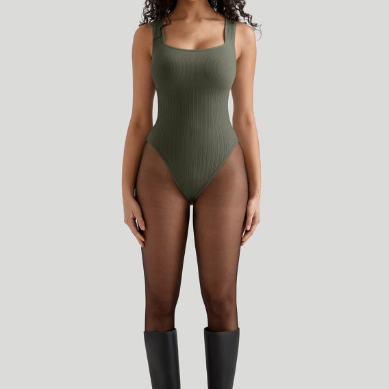 Ribbed Tummy Control Bodysuit