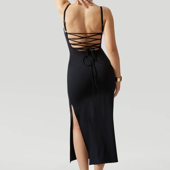 Sexy Backless Crossed Strappy Dress With Built-In Shapewear
